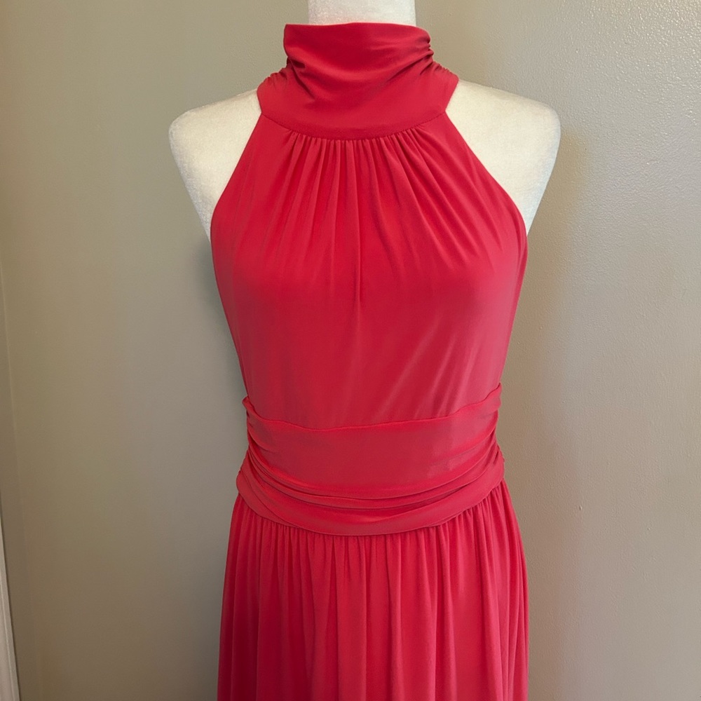 Eliza J Size 8 Halter Ruched Maxi Dress